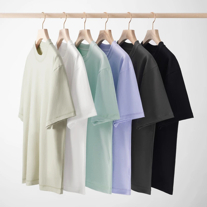 男士冰感棉五分袖短袖T恤衫夏季青年半袖宽松圆领上衣纯色打底衫