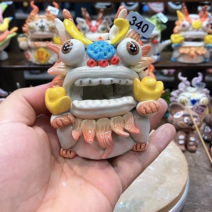 摆件直播间手工抽象陶瓷摆件340