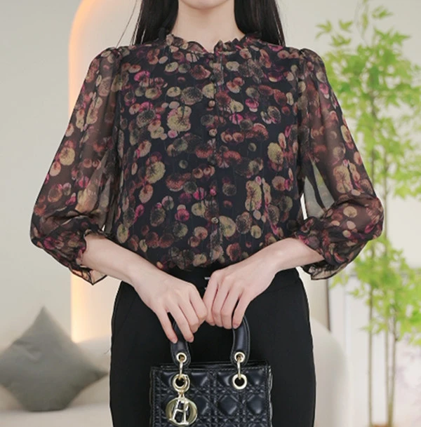 2025春夏时尚气质透气网纱显瘦上衣小衫#6545