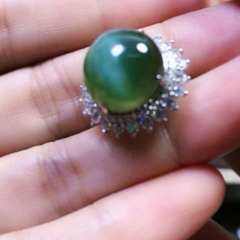 银S925镶嵌戒指和田玉