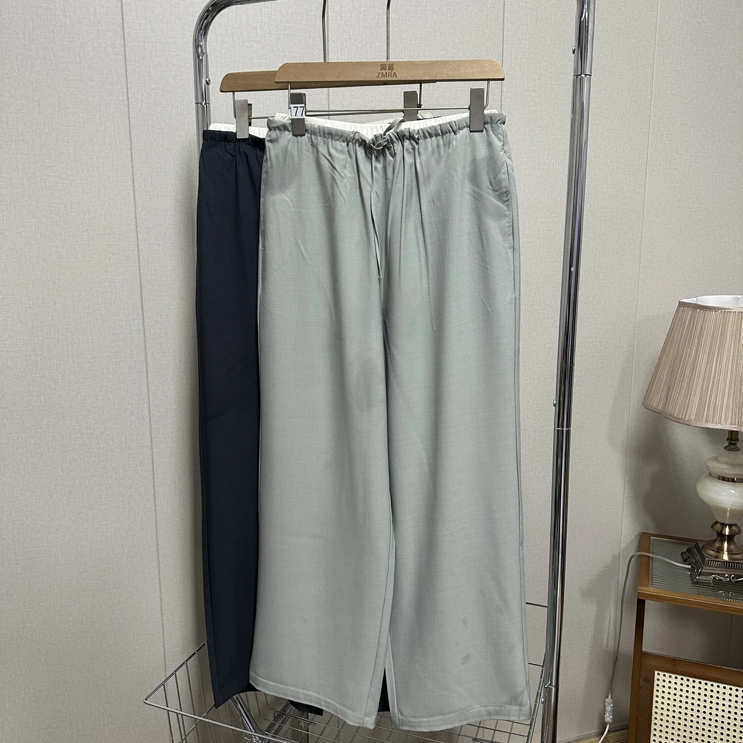 1K003 春夏简约时尚百搭松紧腰直筒长裤