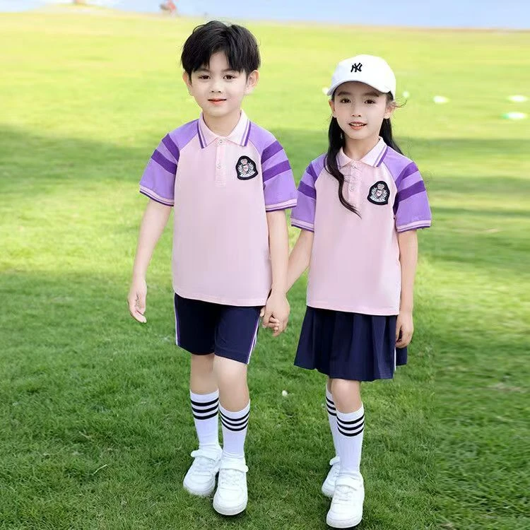 紫色拼接夏季休闲运动套装