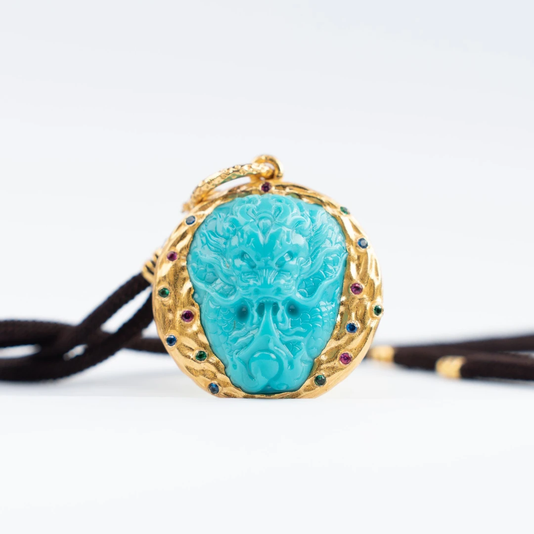 文玩绿松石-龙牌