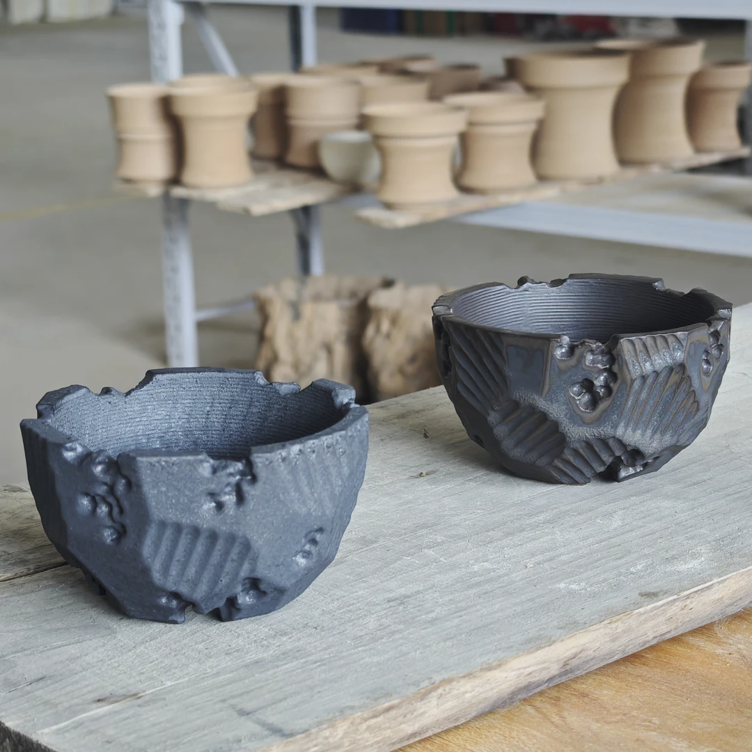 碗型块根盆小号手工纹理盆龟甲龙象芽宫惠比大黑仙人球陶瓷盆素里