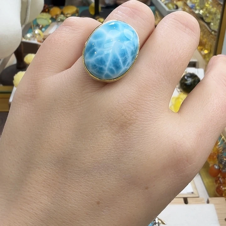 针钠钙石（海纹石）银S925镶嵌颈饰