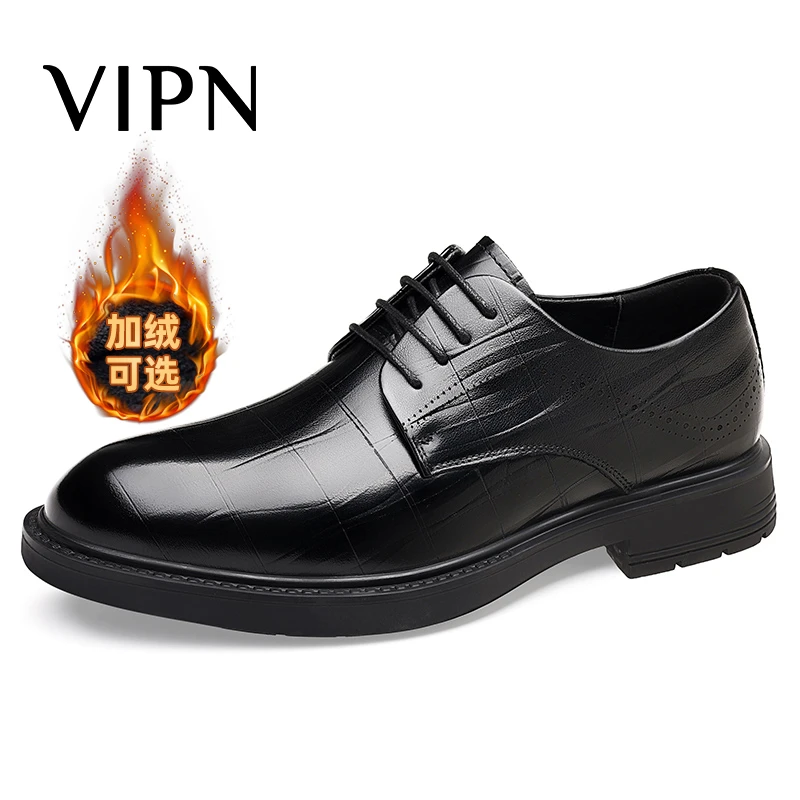 VIPN国际男鞋李健同款2025新款头层牛皮商务正装皮鞋男黑色结婚鞋