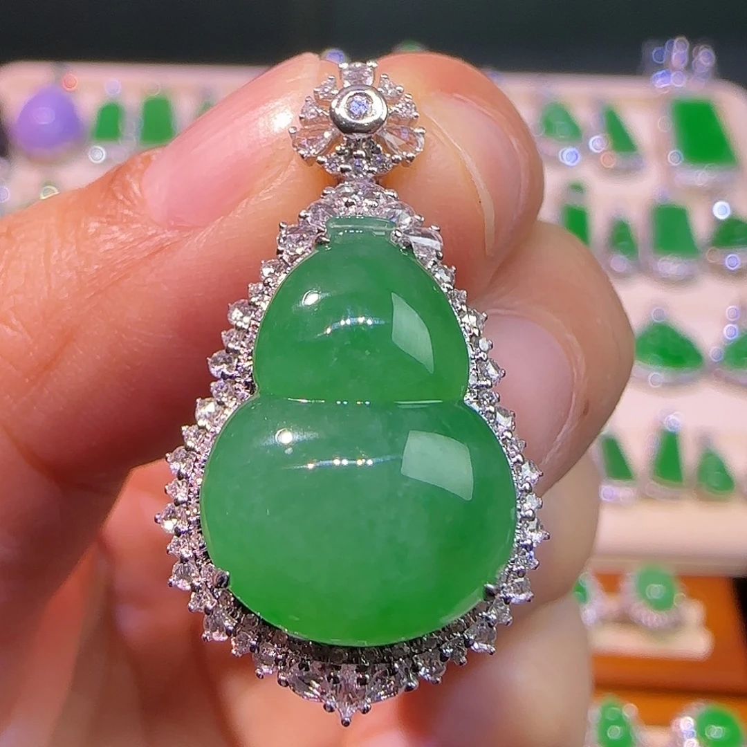 翡翠18K金镶嵌吊坠(不含链)