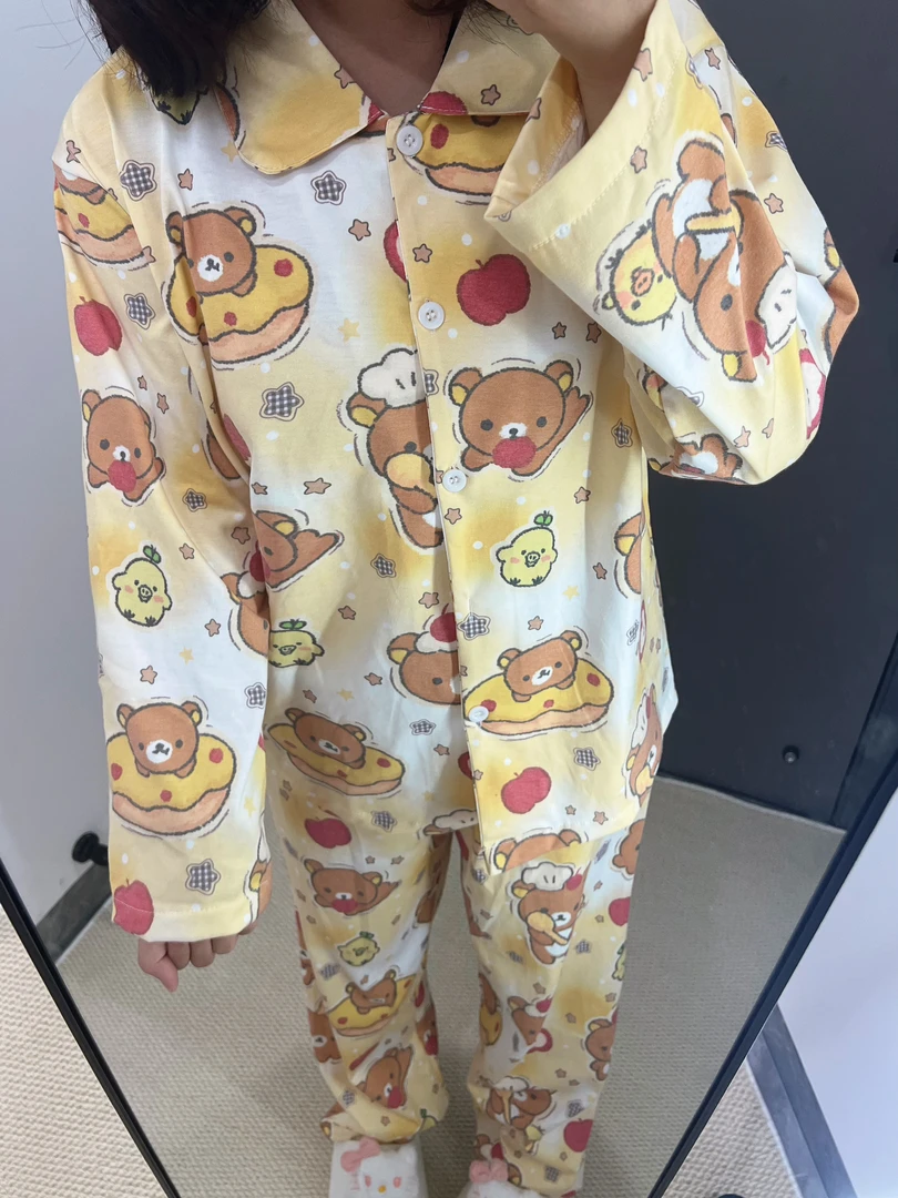 星星轻松熊*秋季卡通长袖睡衣套装女可外穿家居服