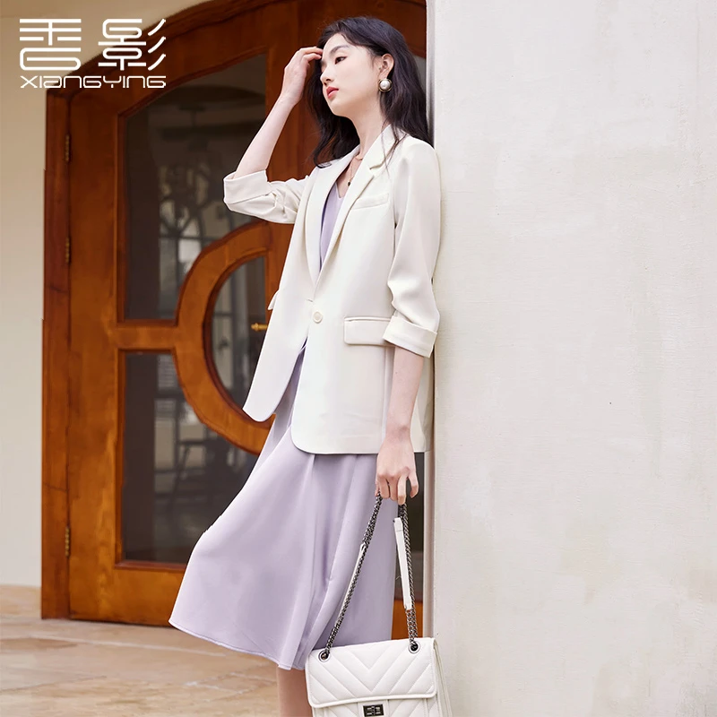 I831417西装香影【商场同款新品】白色西装外套春秋23春款高级感