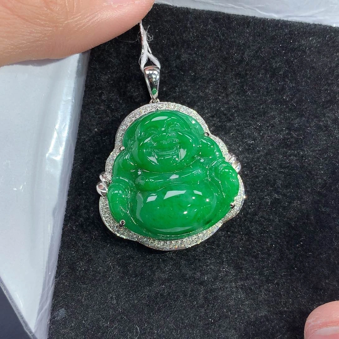 翡翠吊坠(赠链)18K金镶嵌