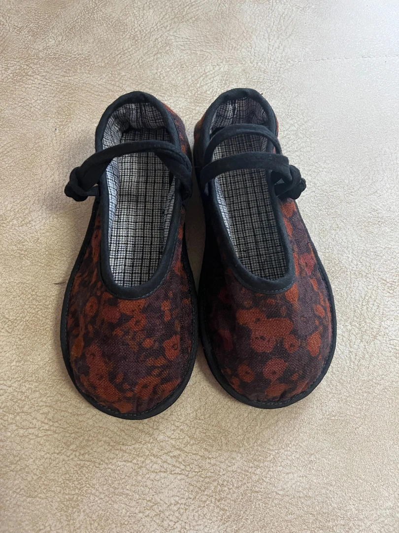 春夏秋香云麻花色复古千层底布鞋