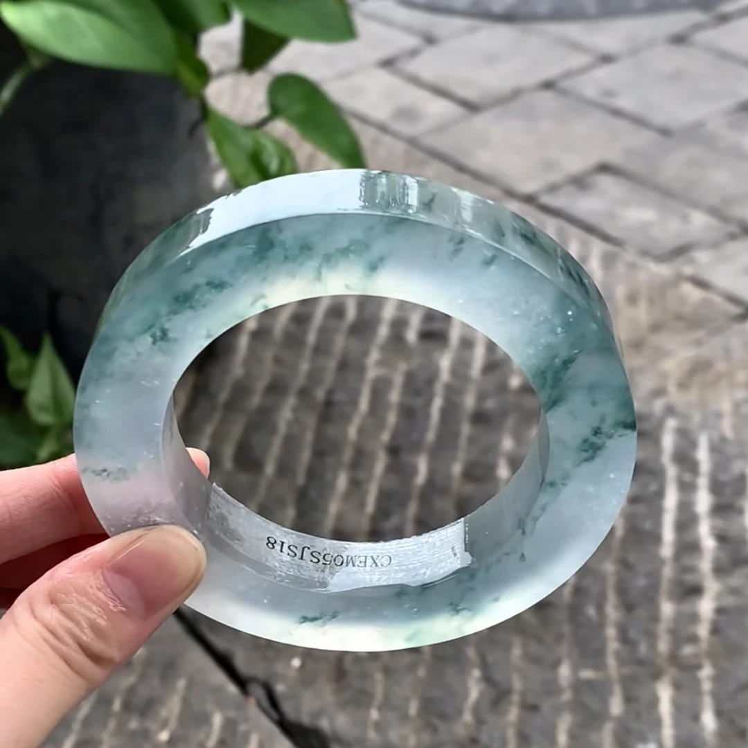 缅风翡翠手镯 工厂定制白底青冰透直播间链接