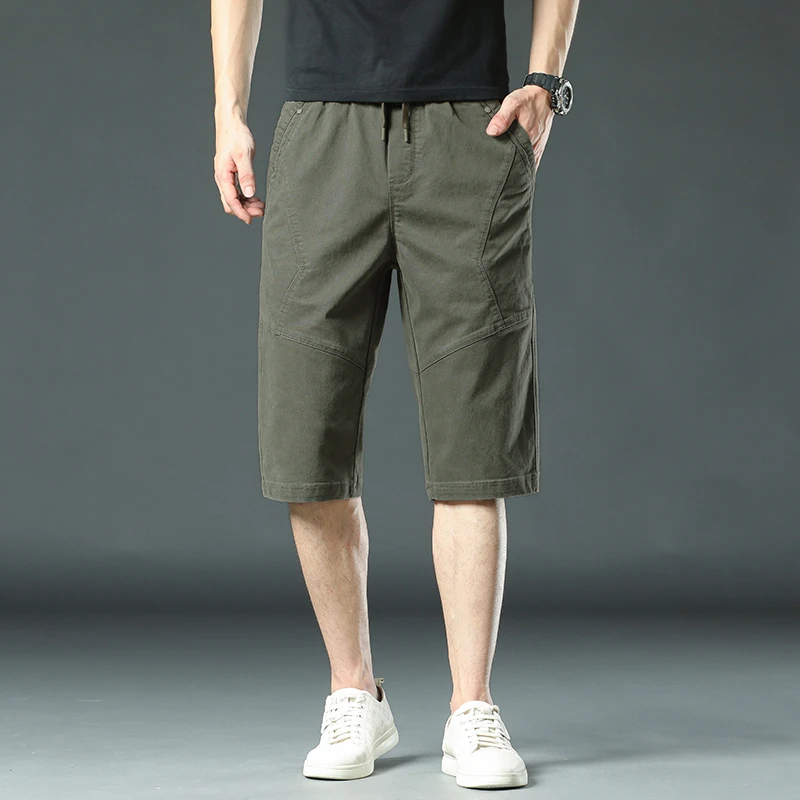 皮尔卡丹-2025年夏季新款宽松休闲直筒七分男裤舒适弹力薄款-715