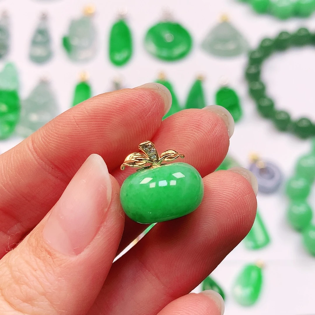 吊坠(不含链)18K金镶嵌翡翠