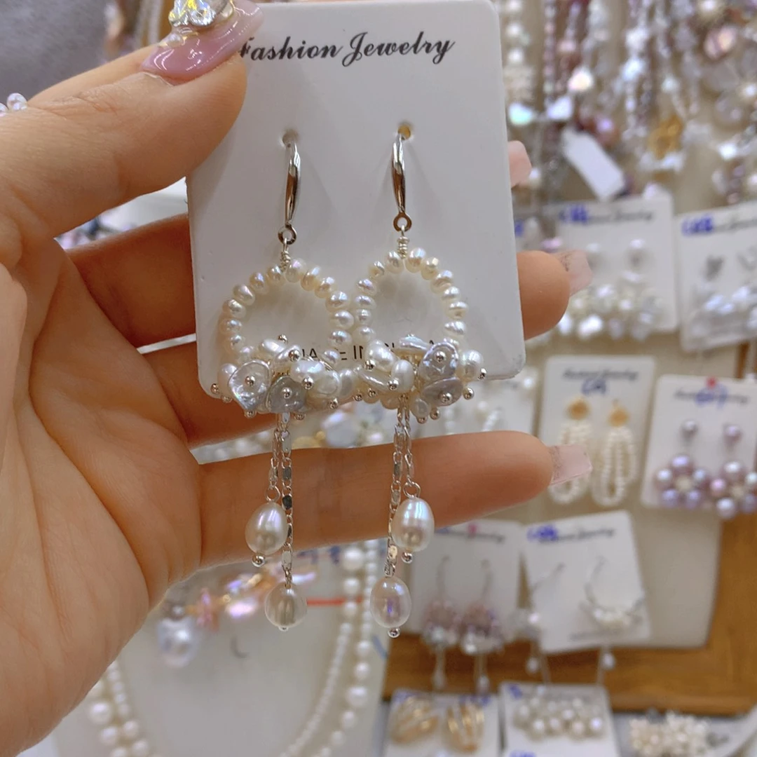 淡水珍珠耳饰银S925镶嵌