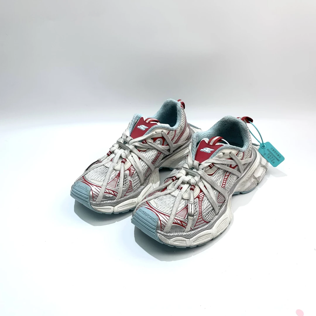 99新 Balenciaga/巴黎世家 43码 白红色圆头套穿3XL老爹鞋bl0445