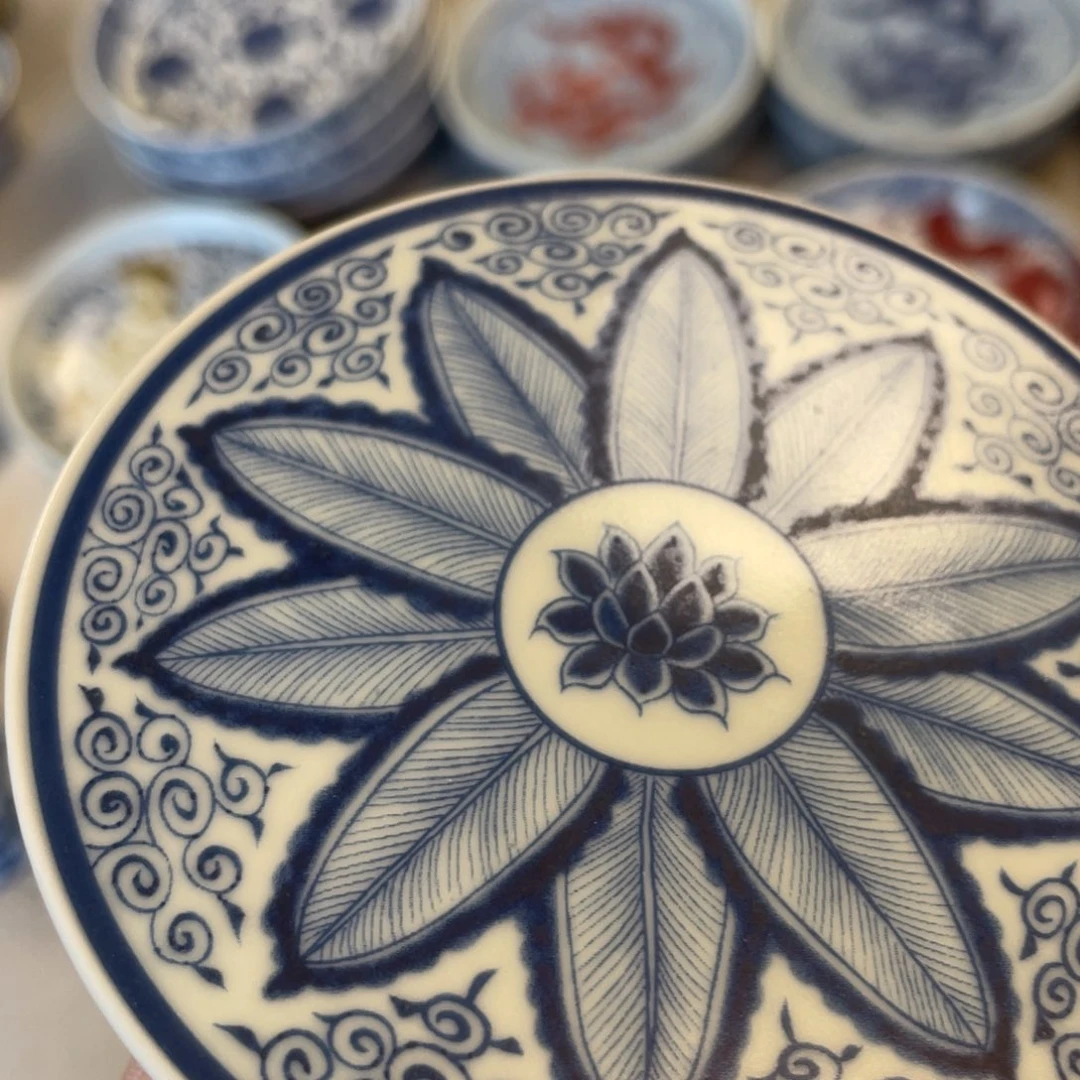 瓷片景德镇青花芭蕉叶盖置