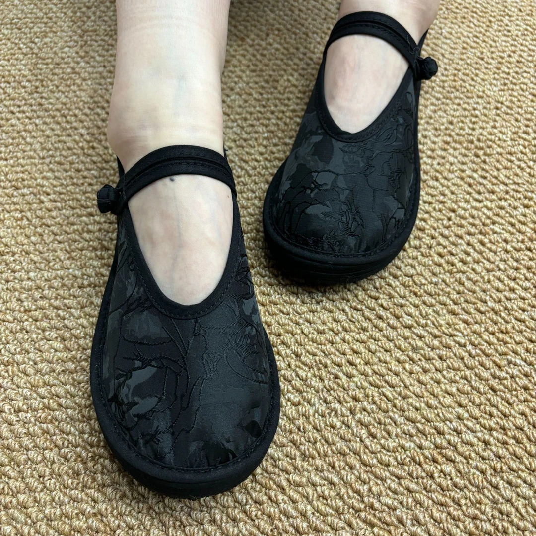 【黑玫瑰-盘扣】新中式国潮盘扣千层底 布鞋