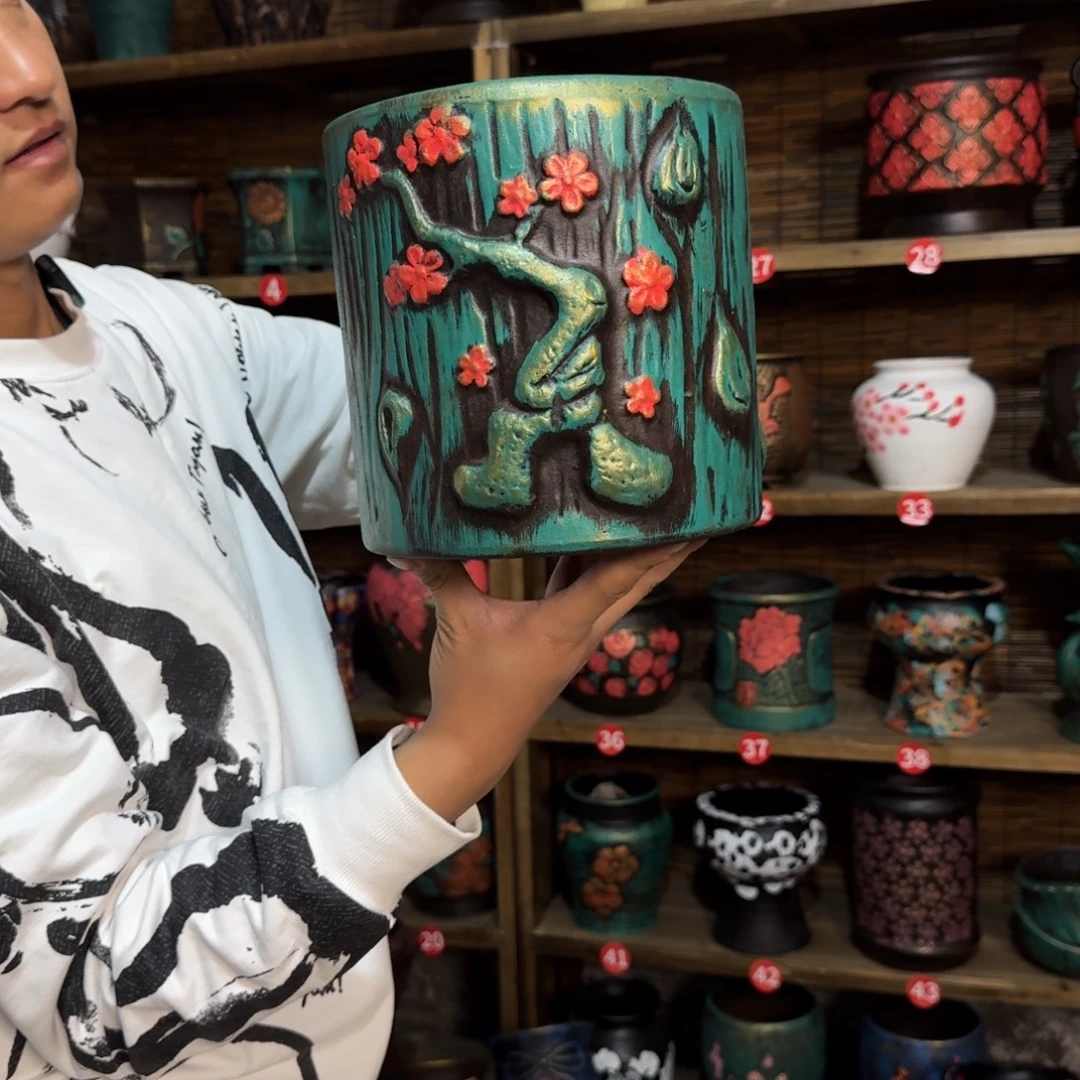 带孔高端浮雕花盆炸炸炸炸