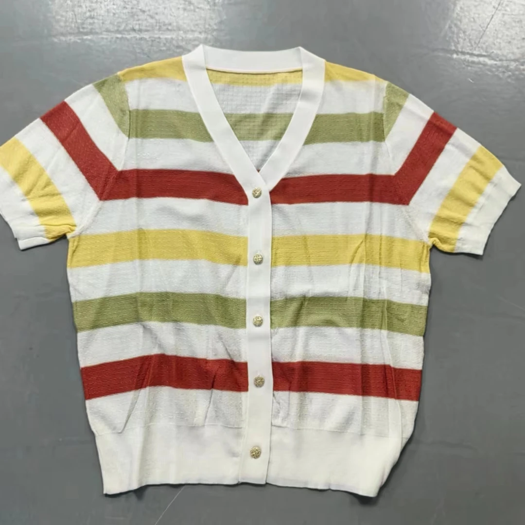 【南油玲姐】3色可选条纹短袖针织衫MY515