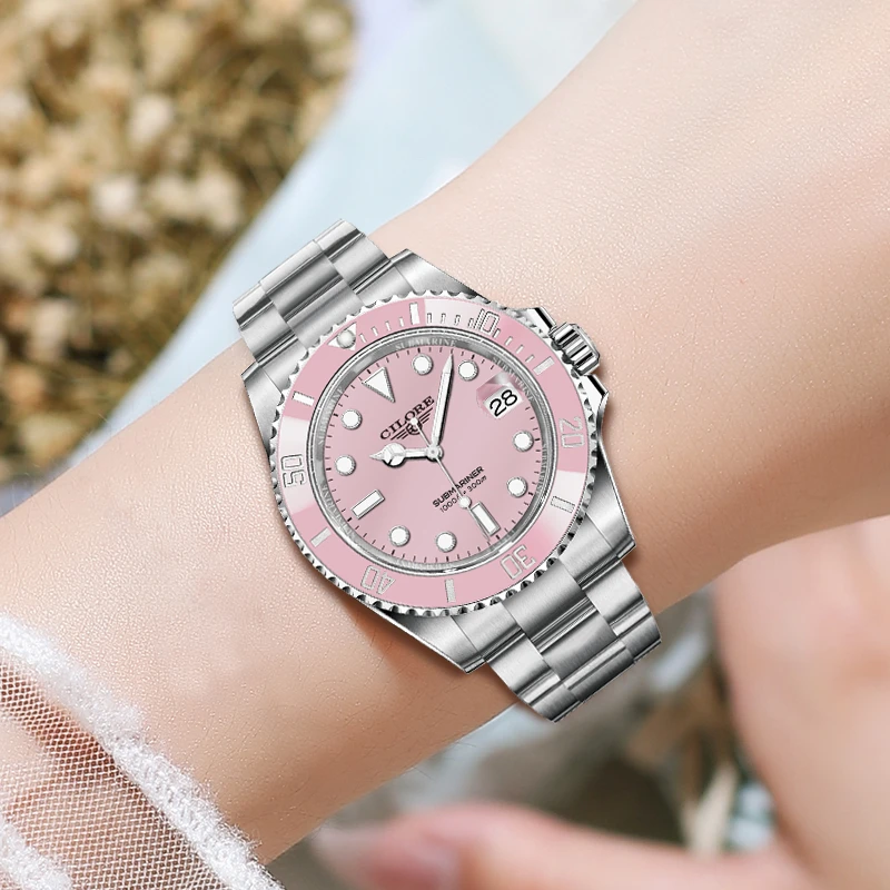 气质女款全自动机械表日历+陶瓷圈（小华）