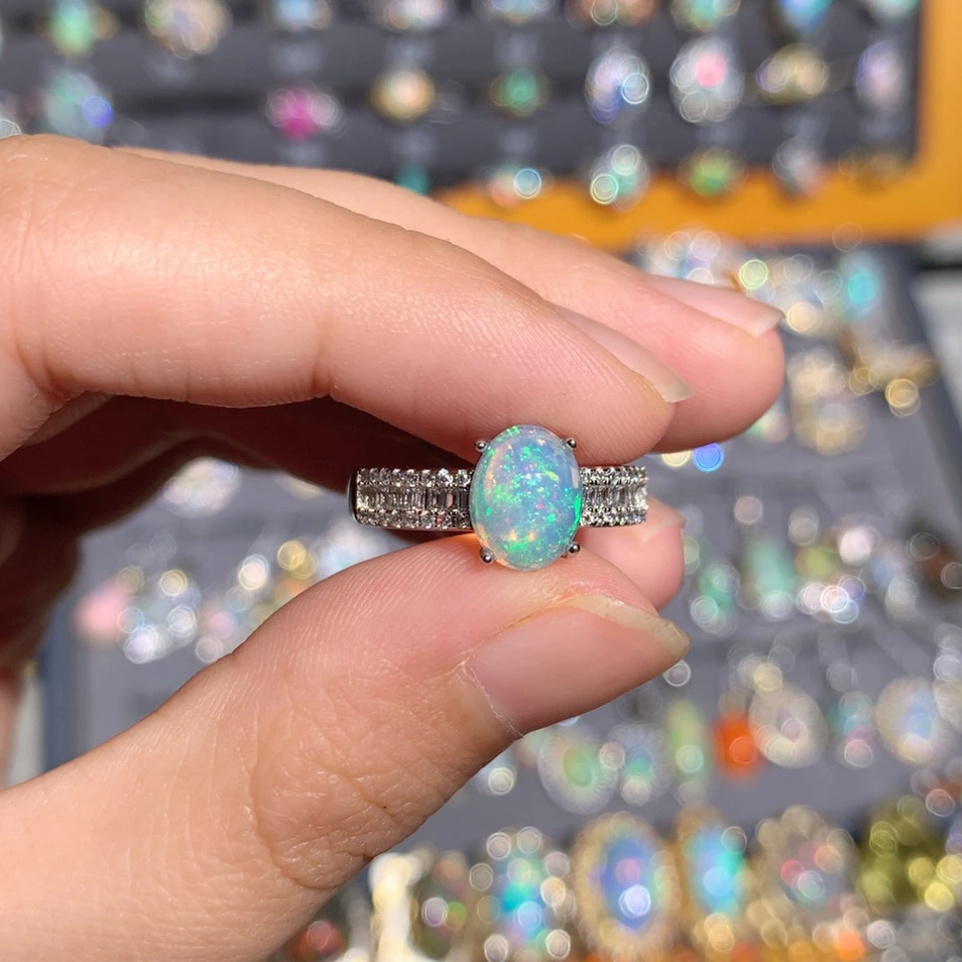 银S925镶嵌欧泊欧泊戒指y