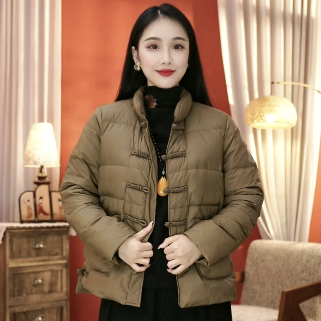 引卷 2025手工盘扣新中式立领羽绒服冬季羽绒服外套