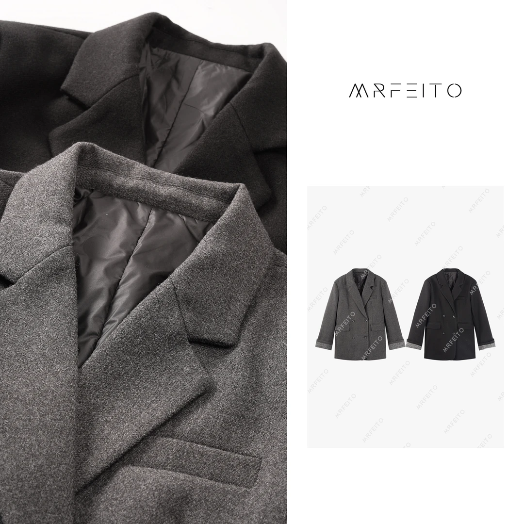 通勤纯色百搭保暖西装翻领羽绒服H87XZ01D30053