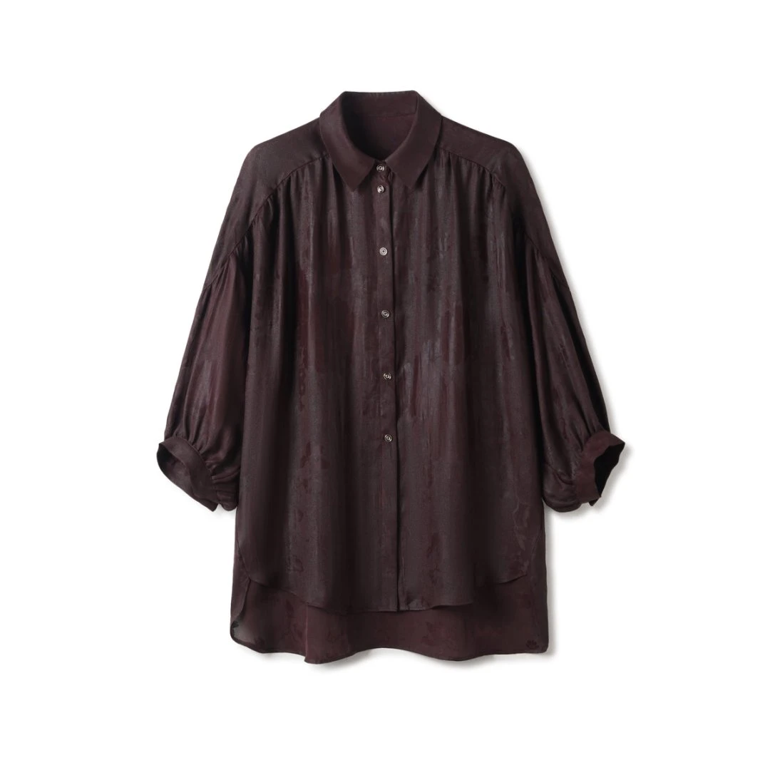 【红檀】38姆米欧非特香云纱夏季宽松版时尚休闲上衣衬衫LBW25153