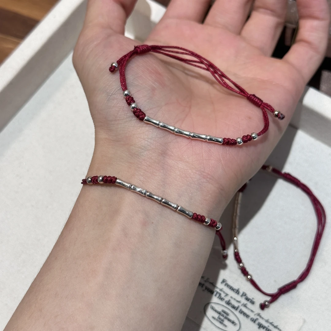 925银布艺手链 十里间【诸事节节高】简约气质s925银手链豆豆手串