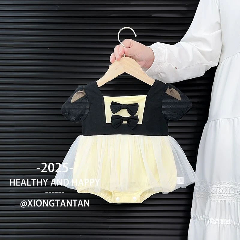 婴儿夏装衣服女宝宝连体衣满月百天公主风爬服夏季薄款包屁哈衣裙