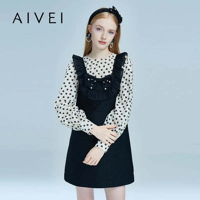 AIVEI欣贺艾薇衬衫上衣吊带娃娃裙两件套P0660145