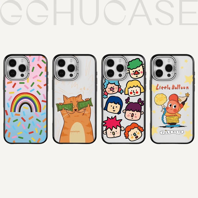 乖乖虎原创套边涂鸦彩虹适用苹果iPhone16promax潮牌15手机壳