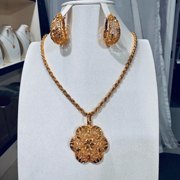 钛钢项链 TJ124 项链耳环两件套首饰套装