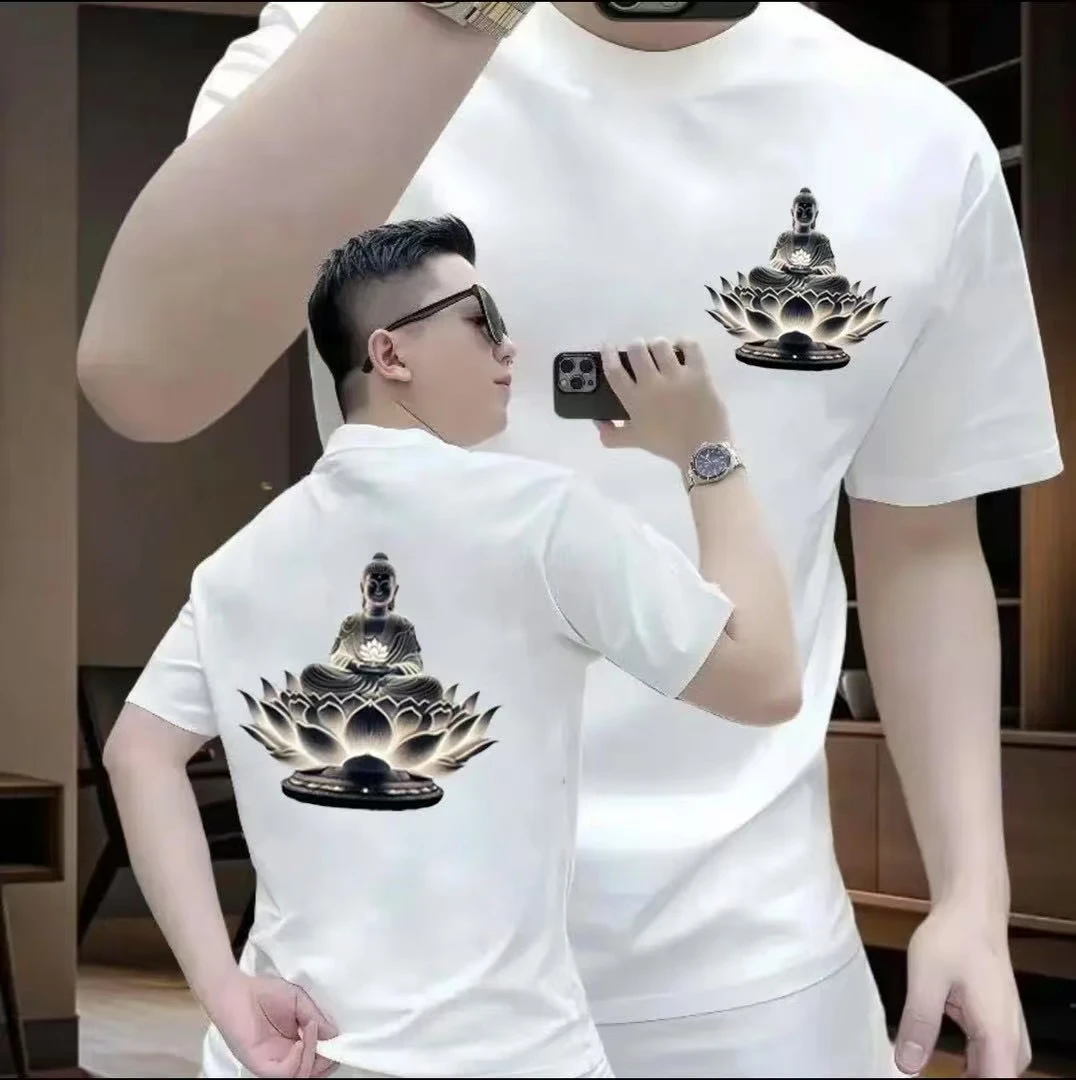 2025夏季新款时尚潮流运动休闲男士百搭休闲圆领短袖高品质T恤衫