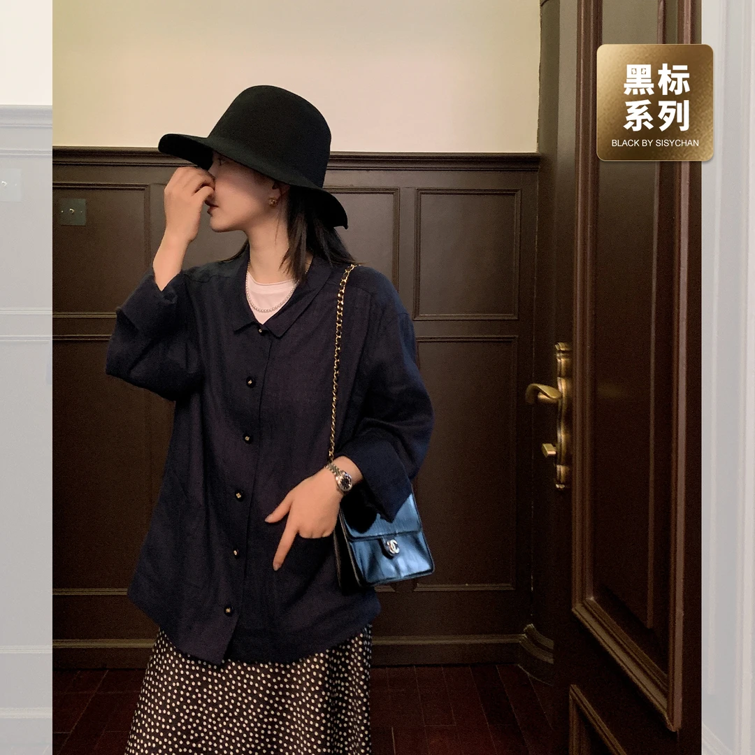 莉贝琳sisy外套女春秋中古老钱私服小方领宽松短款风衣S25103JC01