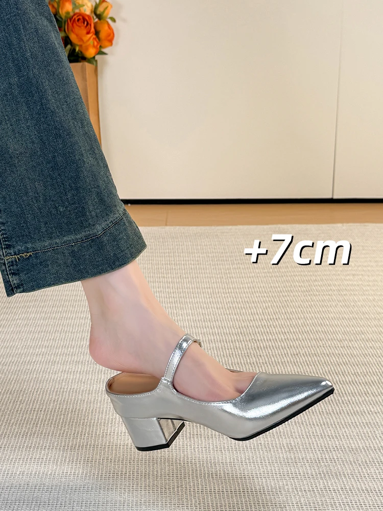 包头半拖鞋女外穿2025年春夏新款尖头气质穆勒女鞋半拖包头鞋高跟