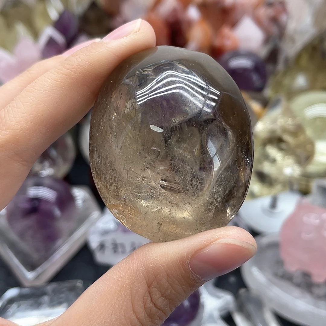 发晶珠宝半成品未镶嵌36茶水手握瑕疵介意勿拍