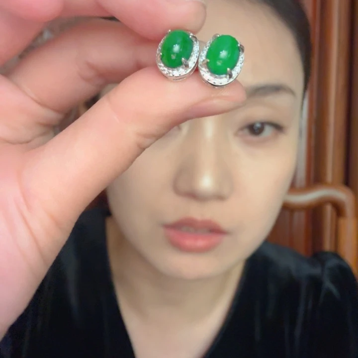 翡翠银S925镶嵌吊坠(不含链)耳饰