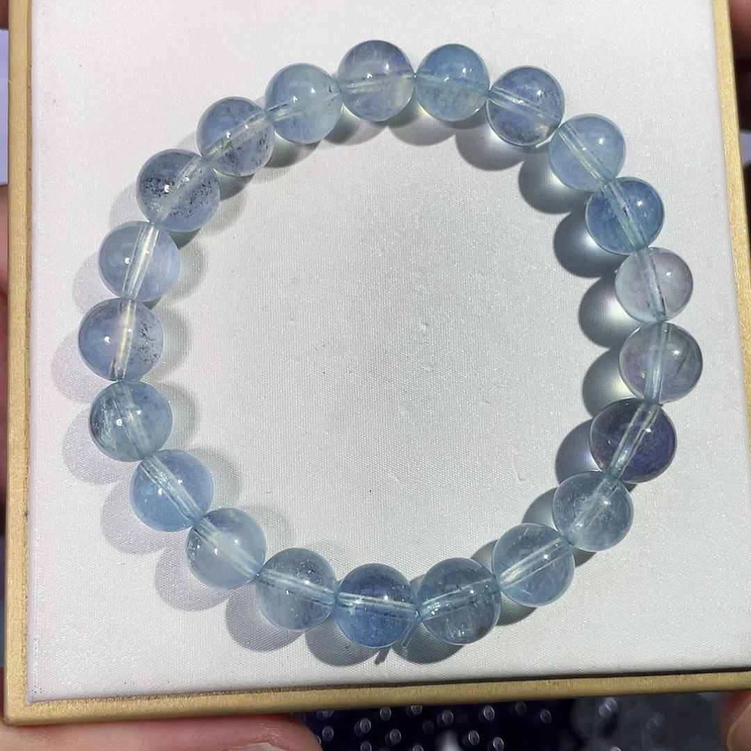 未镶嵌手串水晶9mm黑芝麻海蓝宝