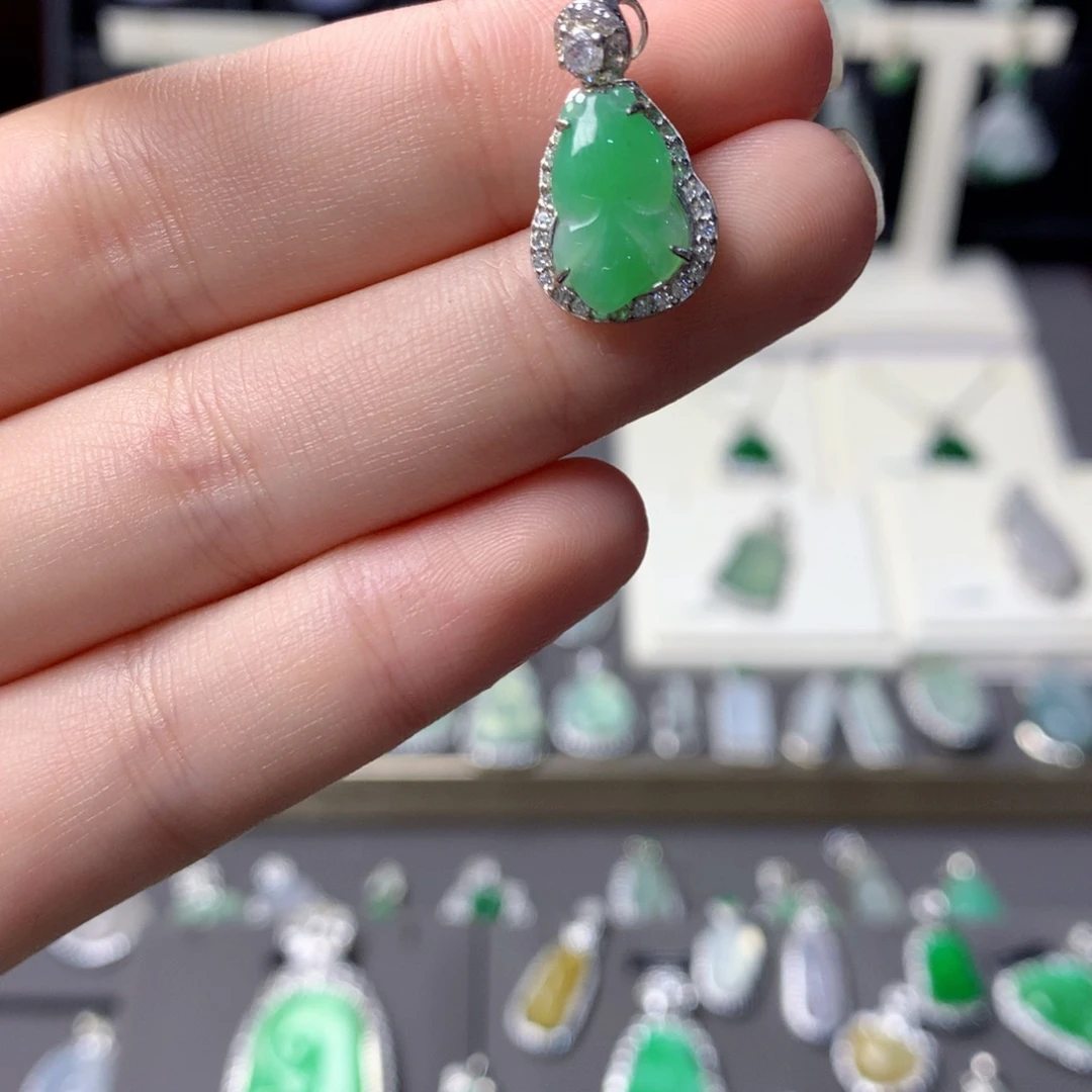 翡翠银S925镶嵌挂件