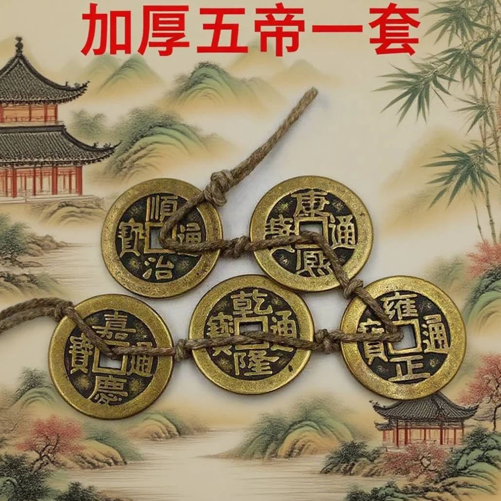 【老师推荐】黄铜加厚五帝钱仿古门槛门垫专用古法手工串制国风摆件