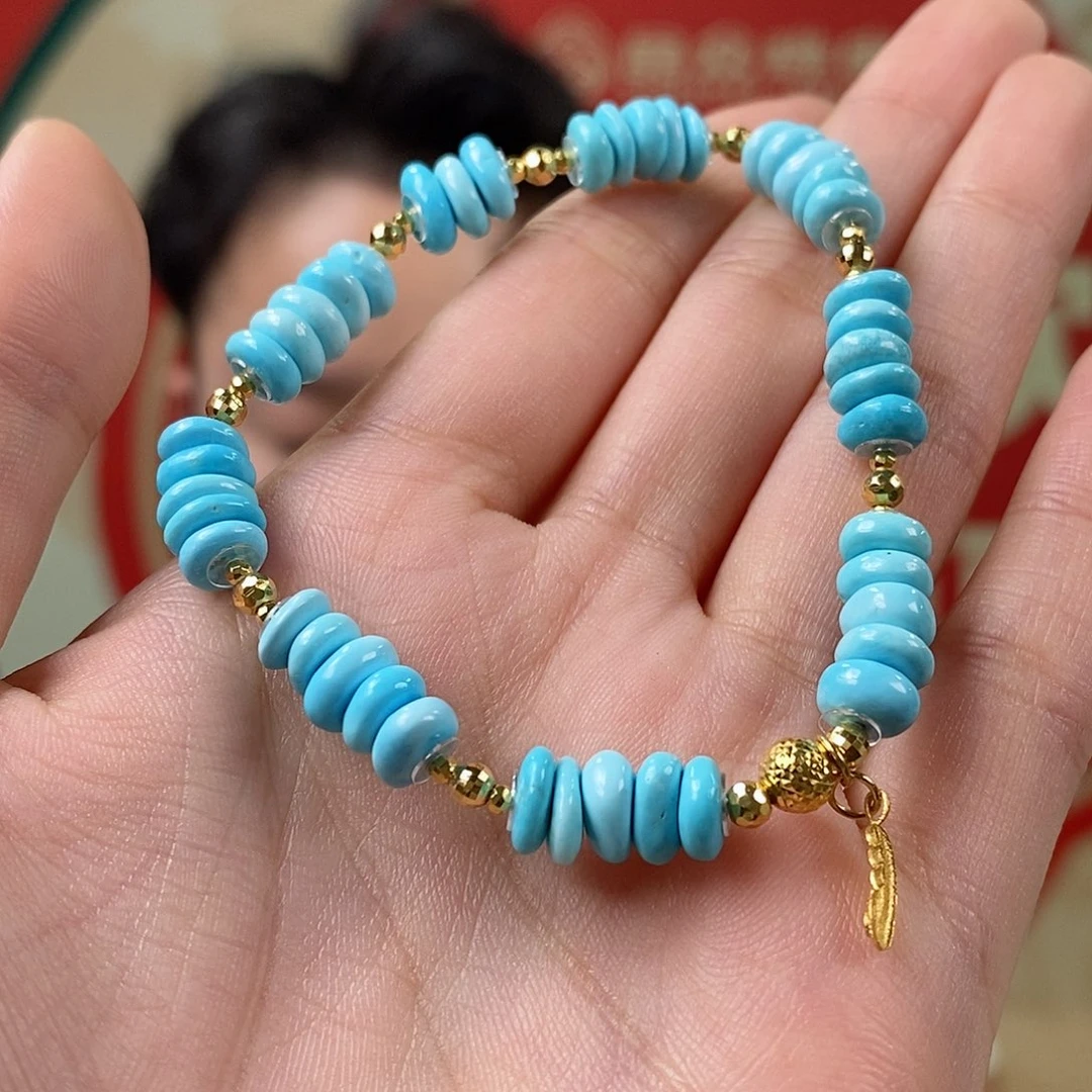 绿松石18K金镶嵌挂件