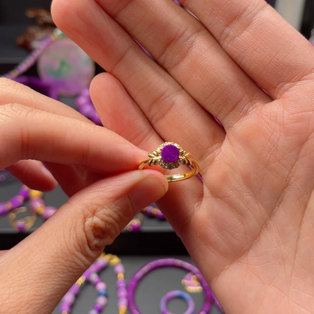 银S925镀金镶嵌苏纪石（舒俱来）戒指