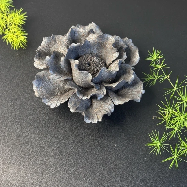 她山她海【匣钵泥黑牡丹香插】精美香插摆件