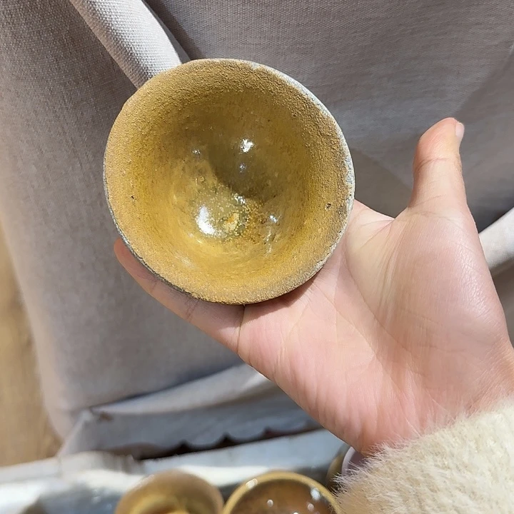 建水紫陶白泥柴烧微瑕杯