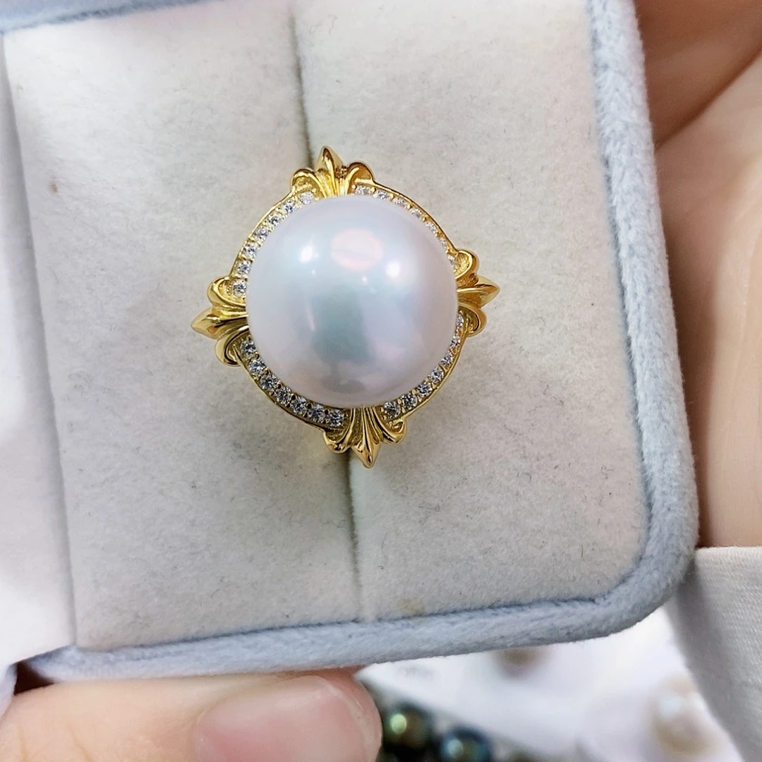 银S925镶嵌淡水珍珠特价大龙珠戒指禧