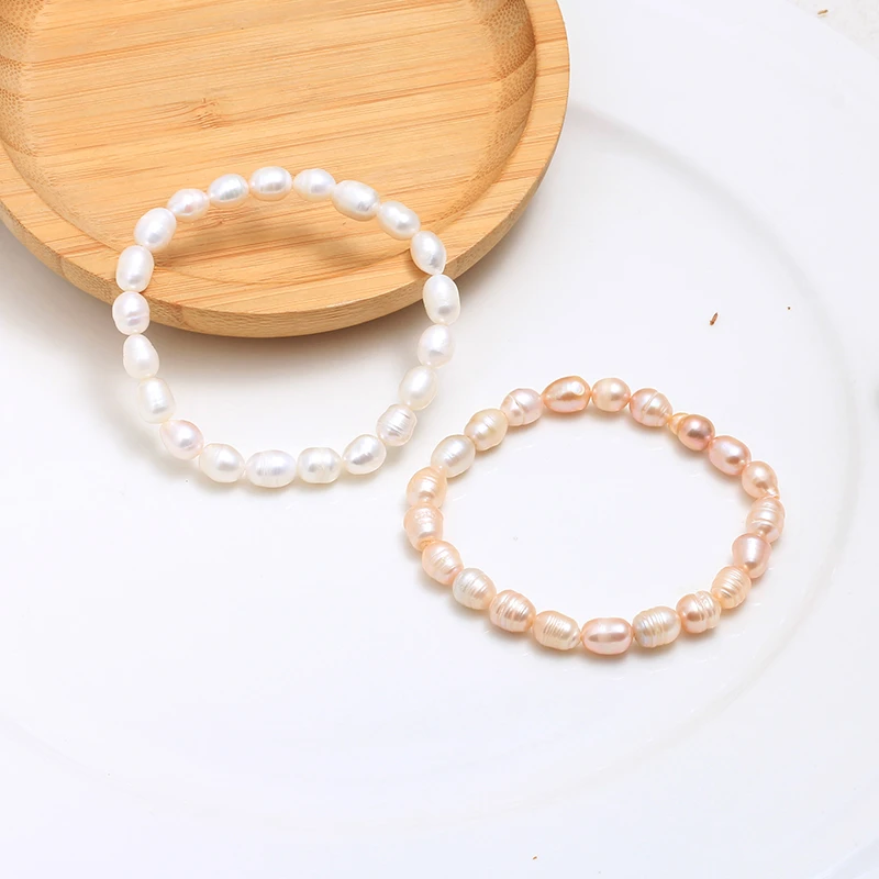 非金属仿珍珠手链 优雅复古轻奢仿珍珠单圈气质百搭饰品弹力手串