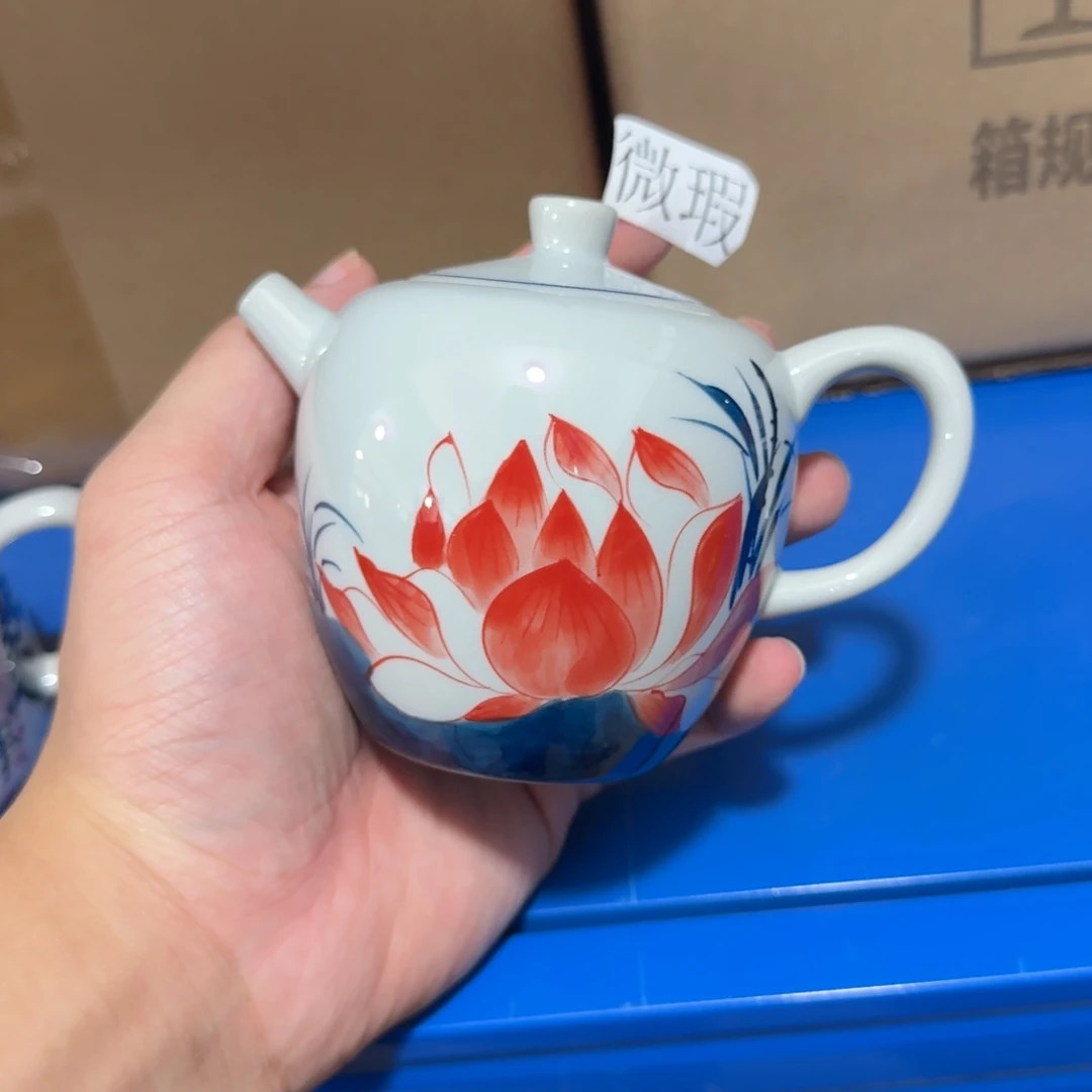 釉下手绘茶具微瑕