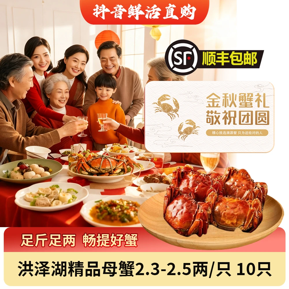 【江苏精品活蟹】全母蟹2.3-2.5两 10只装礼盒装 活蟹现发冷链包邮